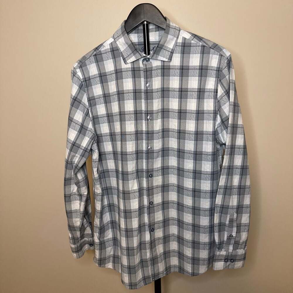 Tasso Elba Men's‎ Long Sleeve Plaid Button-Down Shirt-L